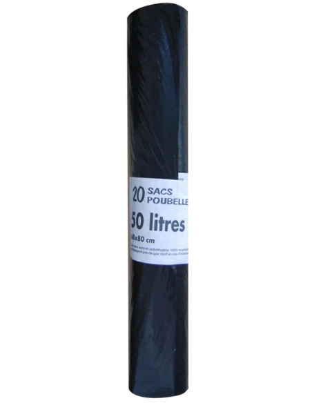 Sac Poub 50lx20 Noir 30 Microns - PUBLI EMBAL