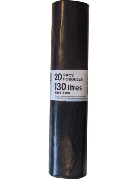 Sac Poubelle 130l x20 Noir 45 Microns - PUBLI EMBAL