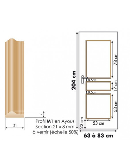 Moulure Porte Classique M1 Kit décoratif 3 panneaux droits pour portes - SKYLAB