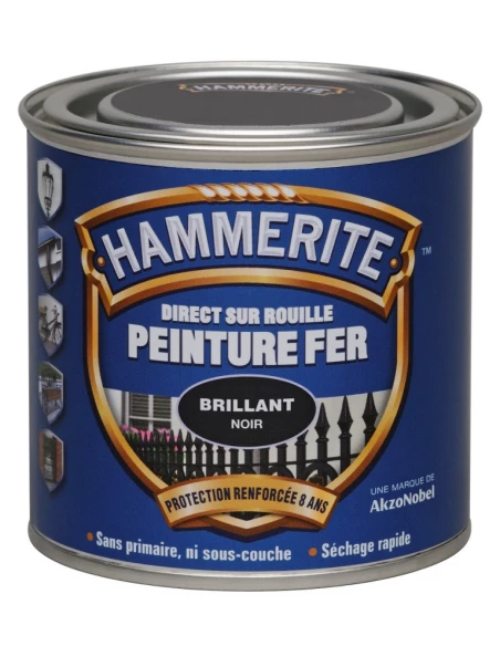 Peinture Hammerite Laque Noir 0l25 - HAMMERITE