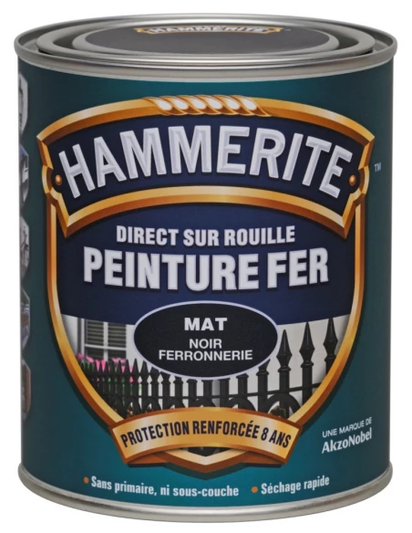 Peinture fer Satin Noir 0l25 - HAMMERITE