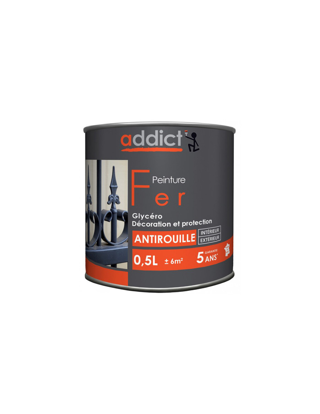 Peinture Fer 0.5 litre noir mat - ADDICT - - 213080Addict