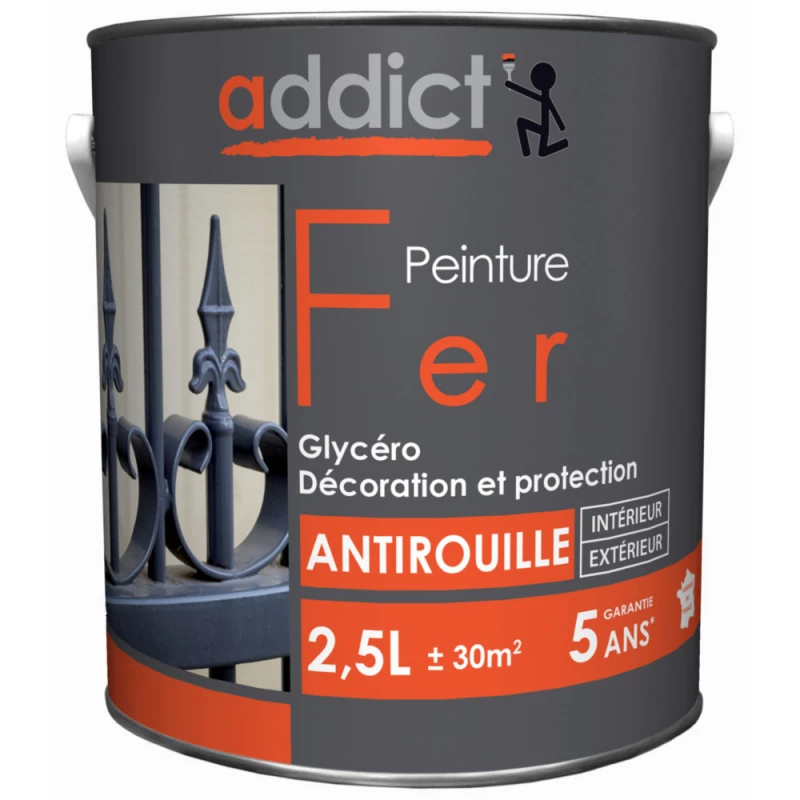 Peinture Fer 2.5 litres oxyde rouge - ADDICT