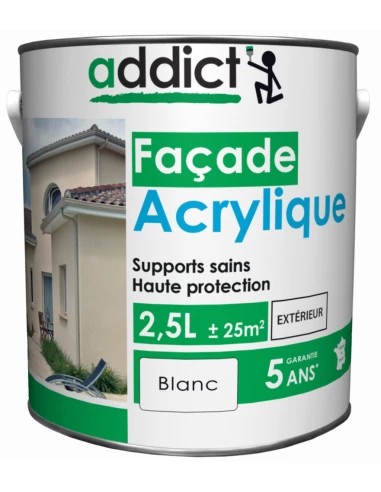 Peinture Façade acrylique 2.5 litres blanc - ADDICT