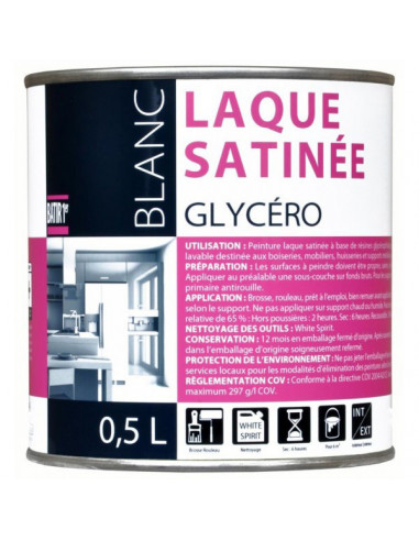 Peinture Laque Glycero Satin 0.5 litre - BATIR - 3661521111810 -  - 750548