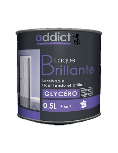 Peinture Laque glycéro brillant 0.5 litre noir - ADDICT