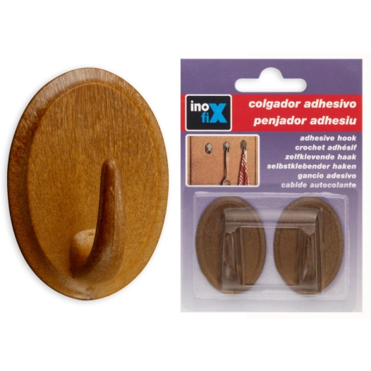 Crochet Adhesifx2 Oval Bois - INOFIX