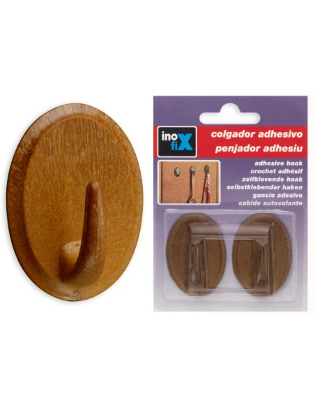 Crochet Adhesifx2 Oval Bois - INOFIX