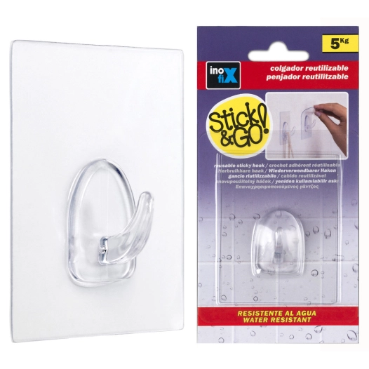 Support Mural Adhesif Reutilisable 80x62 Mm Transparent (BLISTER) Inofix