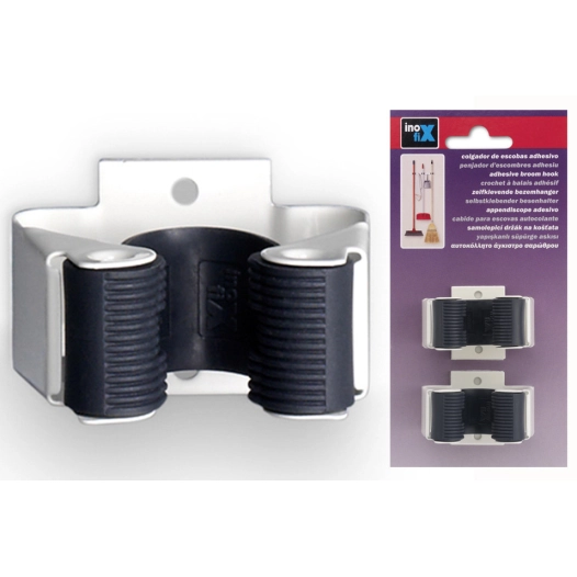 Support Mural Adhesif Pour Balai Blanc (BLISTER 2 Unites) Inofix