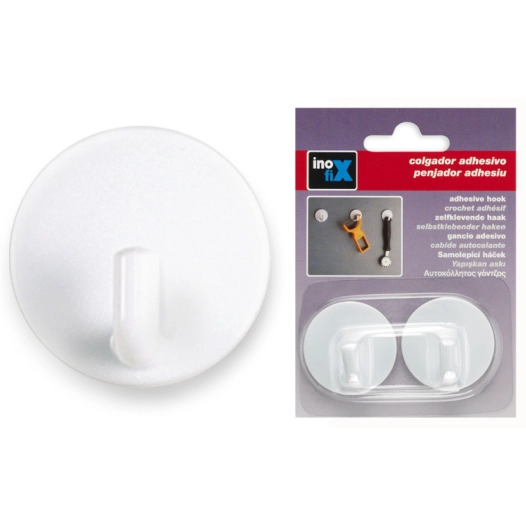Crochet Adhesifx2 Rond Blanc - INOFIX