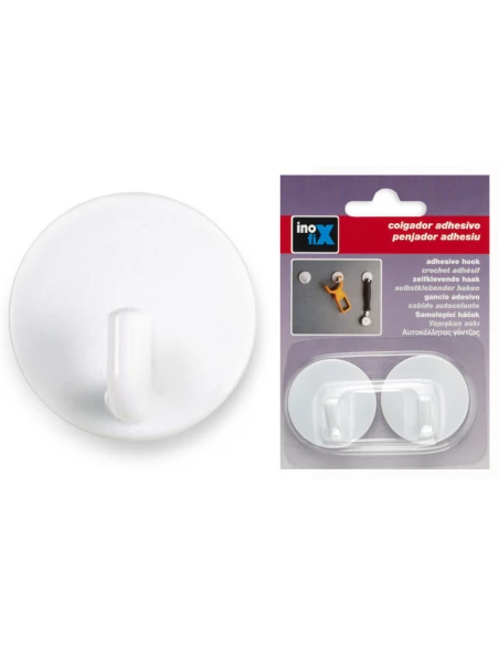 Crochet Adhesifx2 Rond Blanc - INOFIX