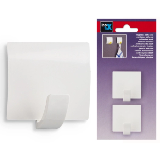 Crochet Adhesifx2 Blanc - INOFIX