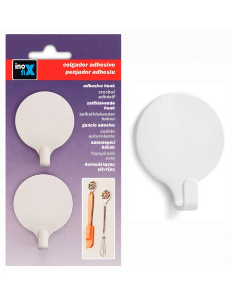 Crochet Adhesifx2 Blanc - INOFIX