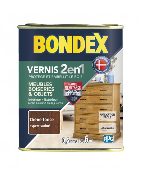 Vernis Bois Satin Chene Fonce 0l5 - BONDEX