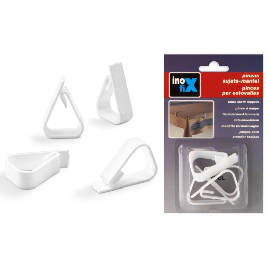 Pinces X4 Attache-Nappe Blanc - INOFIX