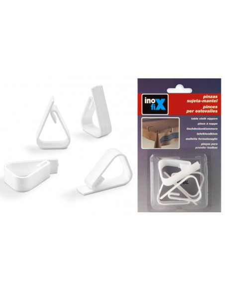 Pinces X4 Attache-Nappe Blanc - INOFIX