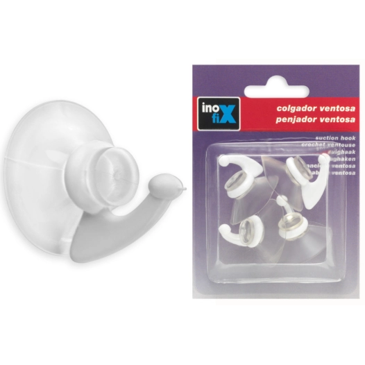 Crochet Ventousex4 Diam 33mm Blanc - INOFIX
