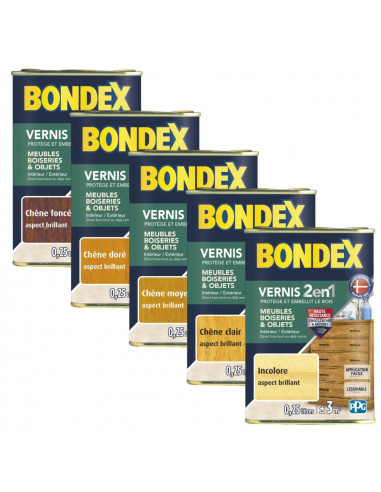 Vernis Bois Brill Chene Moyen 0l25 - BONDEX