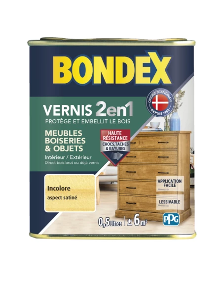 Vernis Bois Satin Incolore 0l5 - BONDEX