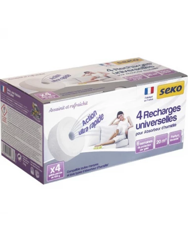 SEKO Recharges Galet pour absorbeur d'humidité 4x500g lavande - SODEPAC