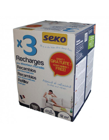 Pour absorbeur d'humidité 3 recharges 350g dont 1 gratuit Neutre - SEKO