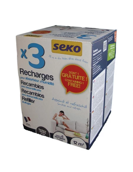 Pour absorbeur d'humidité 3 recharges 350g dont 1 gratuit Neutre - SEKO