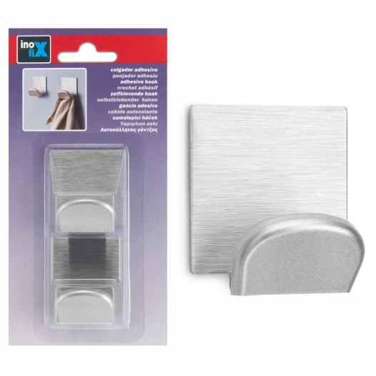Support Mural Adhesif Chrome Avec Base En Inox (BLISTER 2 Unites) Inofix