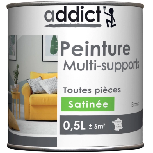 Peinture multi-supports satin 0.5 litre cendre - ADDICT