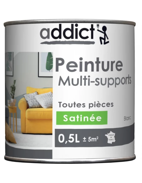 Peinture multi-supports satin 0.5 litre cendre - ADDICT