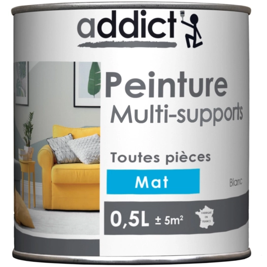 Peinture multi-supports mat 0.5 litre galet - ADDICT