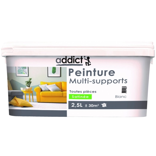 Peinture multi-supports satin 2.5 litres cendre - ADDICT