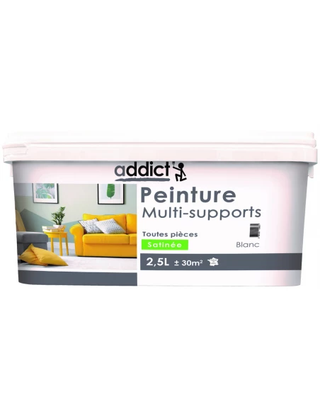 Peinture multi-supports satin 2.5 litres cendre - ADDICT
