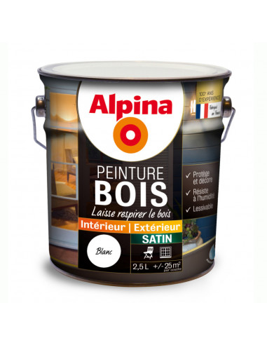 Peinture Bois 2.5 litres rouge basque - ALPINA
