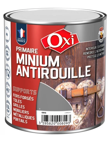 Primaire Minium antirouille gris Classic OXI 0,5 L | Peinture métaux ferreux