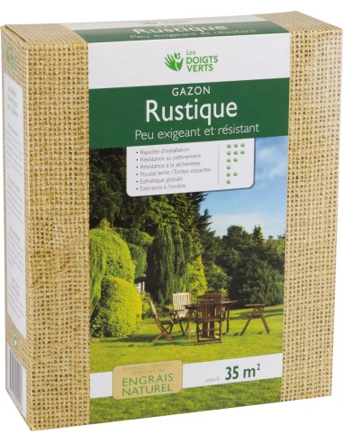 Gazon rustique enrichi 1Kg (environ 35m2) - LES DOIGTS VERTS