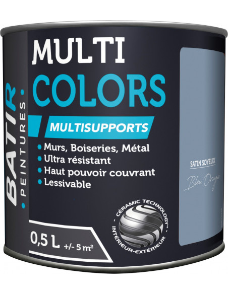 Peinture Multi-Supports Satin Soyeux 0,5 L bleu orage - Batir
