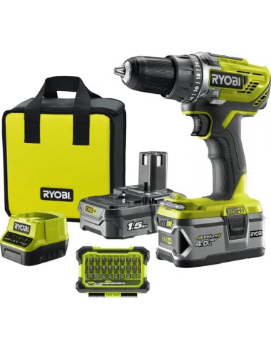 Perceuse visseuse 18v - 1 batterie 1,5 ah + 1 batterie 4 ah - RYOBI