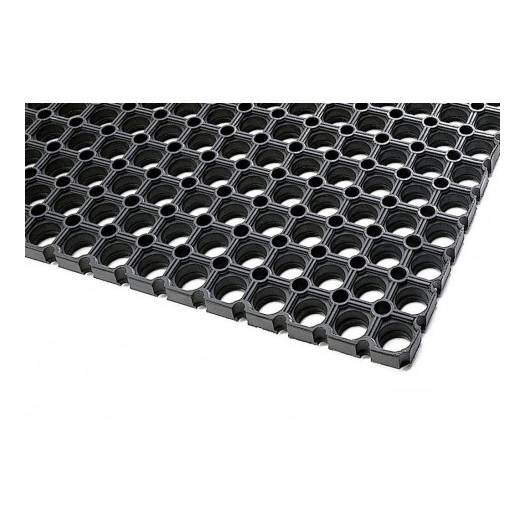 Tapis caillebotis caoutchouc noir 100 x 150 cms ep 23 mm