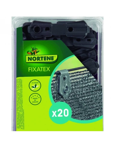 FIXATEX 20 pinces de fixation pour brise-vue tissés Gris Dim. 3,40 x 2 cm - NORTENE