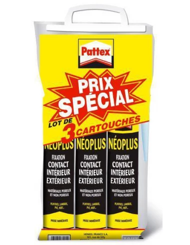 Colle contact néoprène Néoplus Lot 3 cartouches 345gr - PATTEX