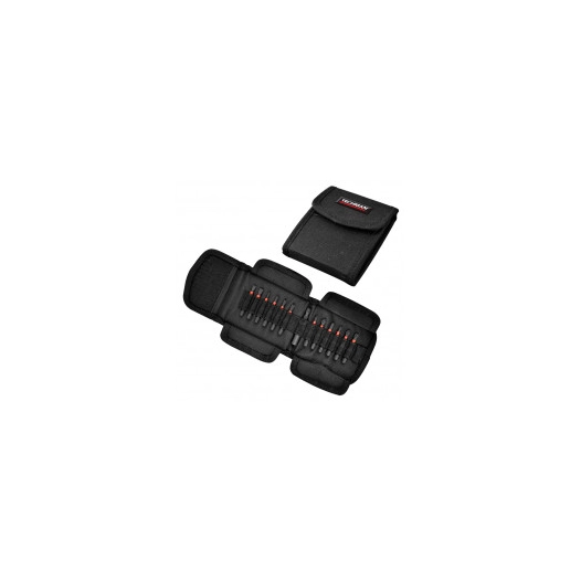 jeu de 12 embouts impact longs + porte-embouts caractéristiques plat 4 / 6 / ph1 / ph2 / ph3 / pz1 / pz2 / pz3 / t15 / t20 / t25
