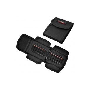 jeu de 12 embouts impact longs + porte-embouts caractéristiques plat 4 / 6 / ph1 / ph2 / ph3 / pz1 / pz2 / pz3 / t15 / t20 / t25