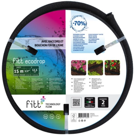 kit tuyau d'irrigation poreux 13-16 mm - 15 m / 1 raccord et 1 bouchon - fitt