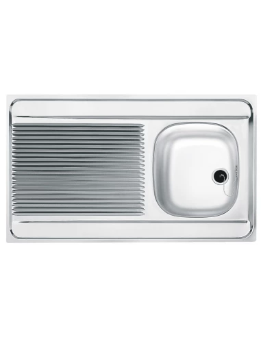 Evier Man à poser - 1 cuve 1 égouttoir - Inox lisse 120x60 - Franke