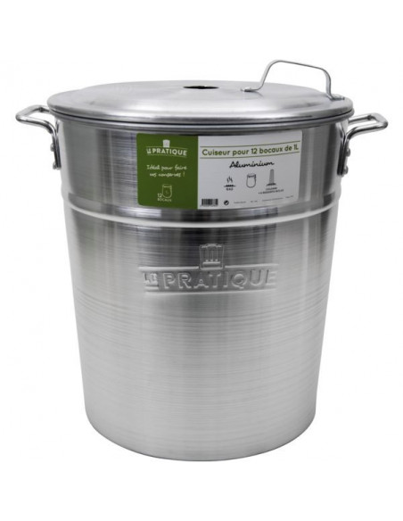 Cuiseur aluminium 40 litres - 12 bocaux 1 litre - LE PRATIQUE