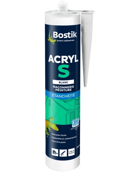 Mastic silicone acrylique S 310ml blanc - BOSTIK