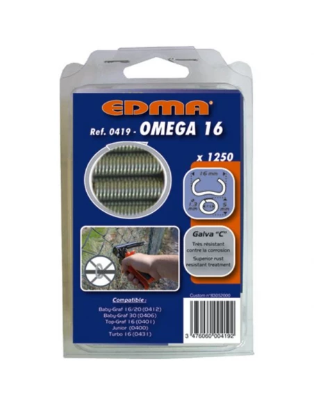 Agrafe Omega 16 - Galva Plastifié Vert - X 1250 Pcs