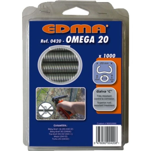 Agrafes Omega 20 - Galva Plastifié Gris - 200 Pcs