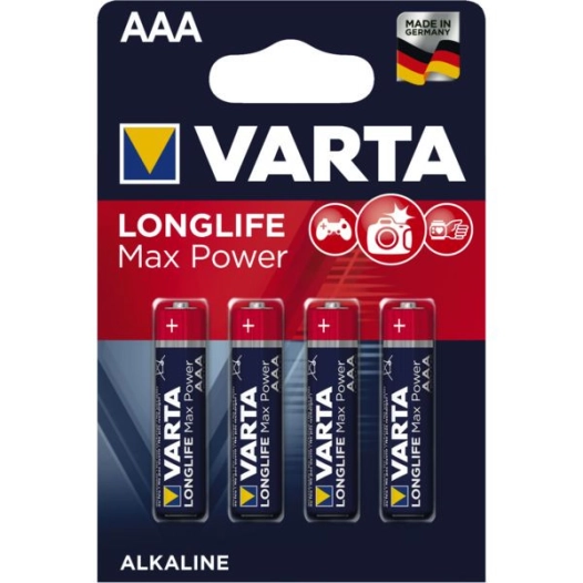 10 Pile Varta Long Life Max Power 9v - 6lr61 (EMBALLAGE 1 Unid) 26,5x17,5x48,5mm